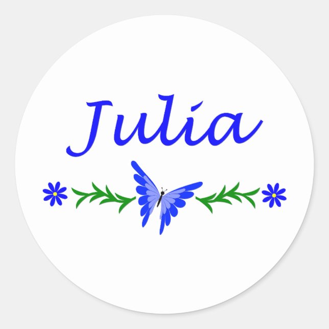Sticker Rond Julia (Papillon bleu) (Devant)
