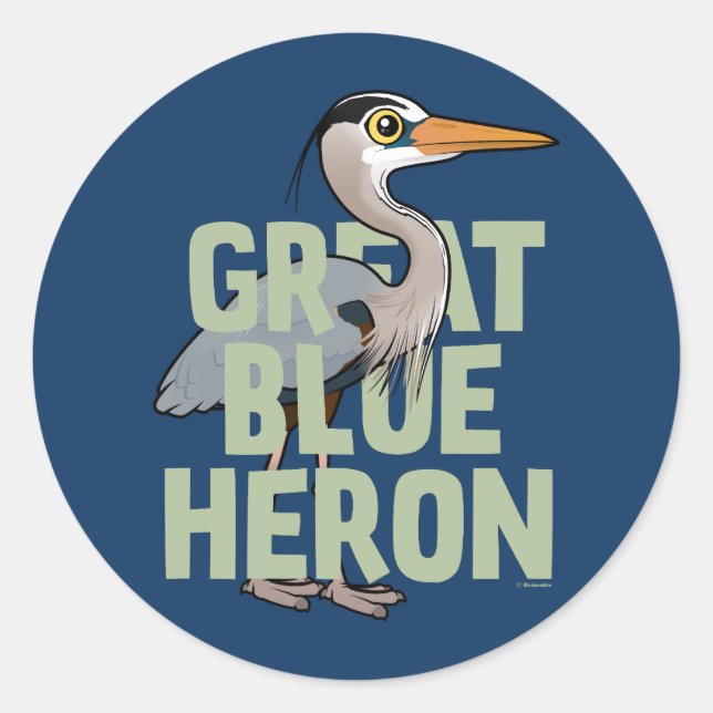 Sticker Rond Jumbo Great Blue Heron (Devant)