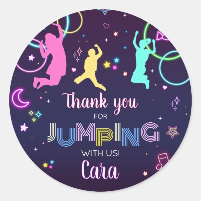 Sticker Rond Jump and Glow Birthday Party (Devant)