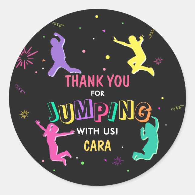 Sticker Rond Jump and Play Girl Birthday Party (Devant)