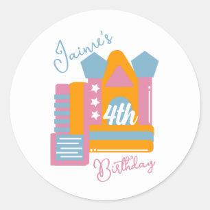 Sticker Rond Jumping Bouncy Rental Party House Anniversaire