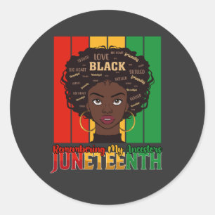 Sticker Rond JunetDix en souvenir de mes ancêtres fille Melanin