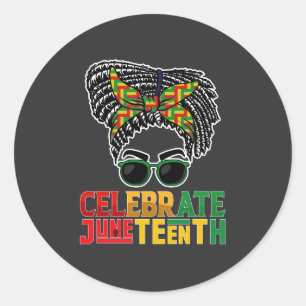 Sticker Rond JunetDix Messy Bun fête la liberté noire
