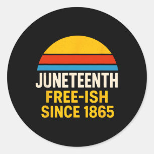 Sticker Rond Juneteenth 1865 Rétro Coucher de Soleil Histoire N