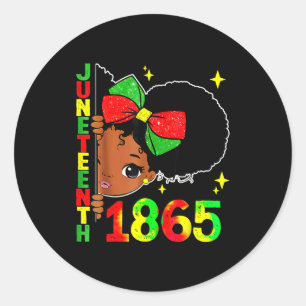 Sticker Rond Juneteenth célébrant 1865 jolies filles noires enf