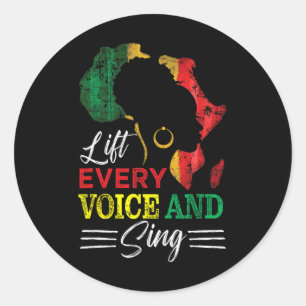 Sticker Rond Juneteenth Élève Chaque Voix Chante Mois de l'Hist