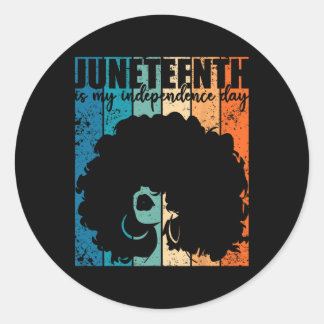 Sticker Rond Juneteenth My Independence Day Retro Afro Women Me