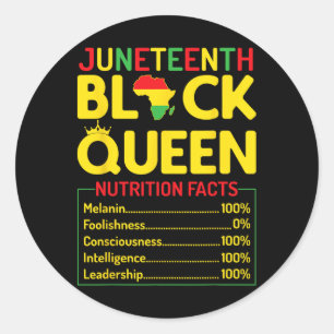 Sticker Rond Junetten Black Queen Faits nutritionnels Melanin A