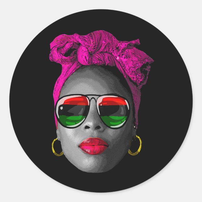 Sticker Rond Junetten Chemises femmes drogue Afro poupée Reine  (Devant)