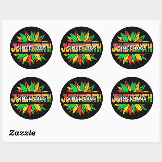 Sticker Rond Junetten Sunflower 1865 Émancipation clé africaine (Feuille)