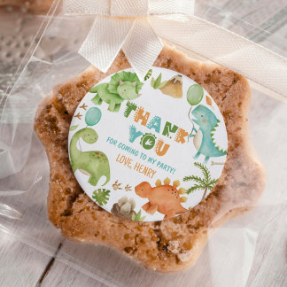 Sticker Rond Jungle Cute Dinosaur Boy Birthday Party