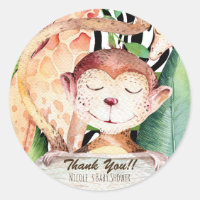 Jungle Monkey & Giraffe Baby shower Poster de anim