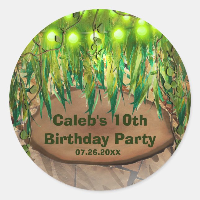 Sticker Rond JUNGLE PARTY Feuilles & Posters de animaux Party F (Devant)