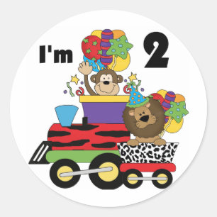 Sticker Rond Jungle Train 2e anniversaire T-shirts et cadeaux