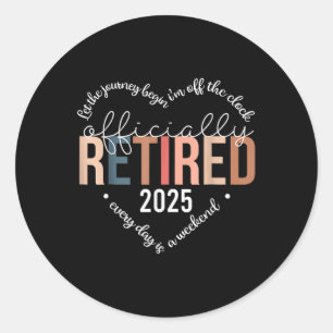 Sticker Rond Jupe Coeur Officiellement Retraitée 2025 Pour Femm