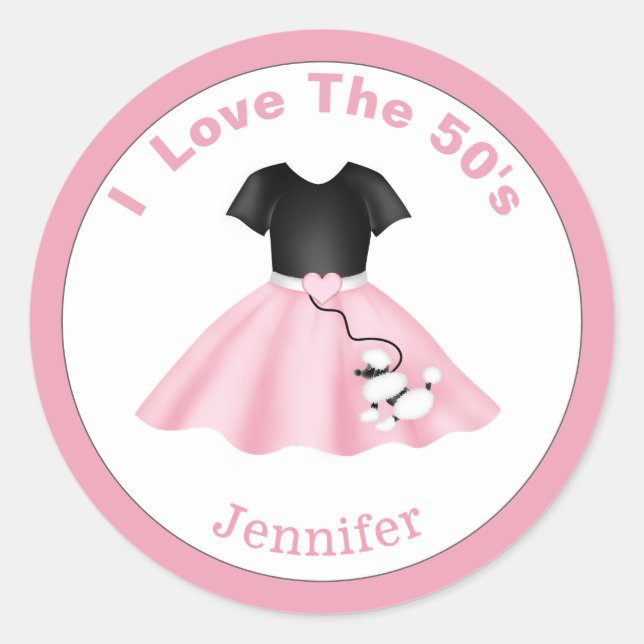 Sticker Rond Jupe de caniche I Coeur des années 50 (Devant)