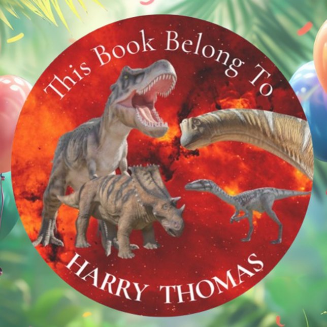 Sticker Rond Jurassic Fire World Dinosaures LIVRE (Get ready to roar with fun! )