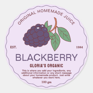 Sticker Rond Jus de Blackberry vintage Fruit Produit maison