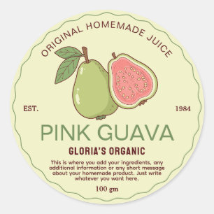 Sticker Rond Jus de goyave rose vintage produit fait maison