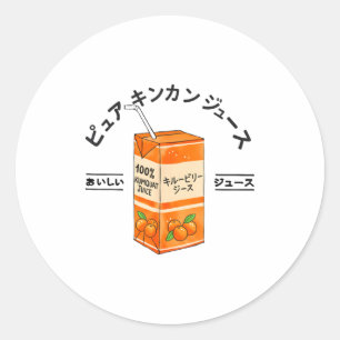 Sticker Rond Jus de kumquat japonais Japon Kanji garçons fille