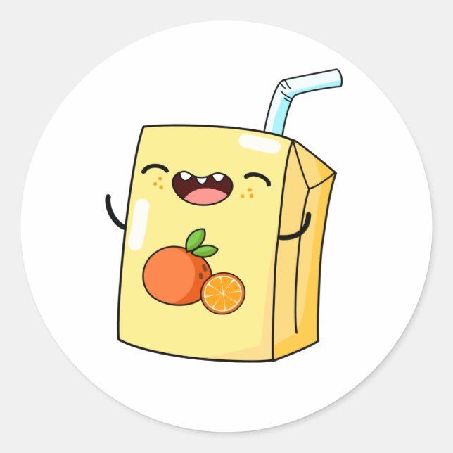 Sticker Rond Jus d'orange Cute Kawaii (Devant)