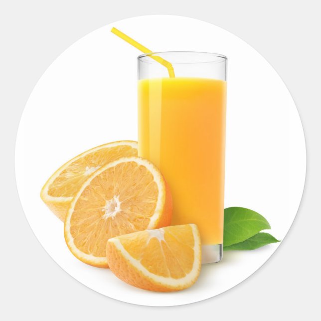 Sticker Rond Jus d'orange frais en verre (Devant)