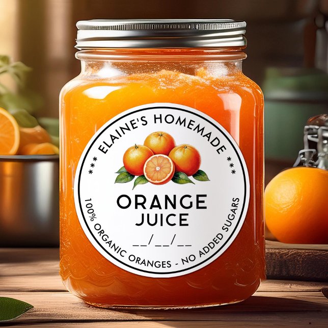 Sticker Rond Jus d'orange maison ingrédients en conserve étique (Créateur téléchargé)