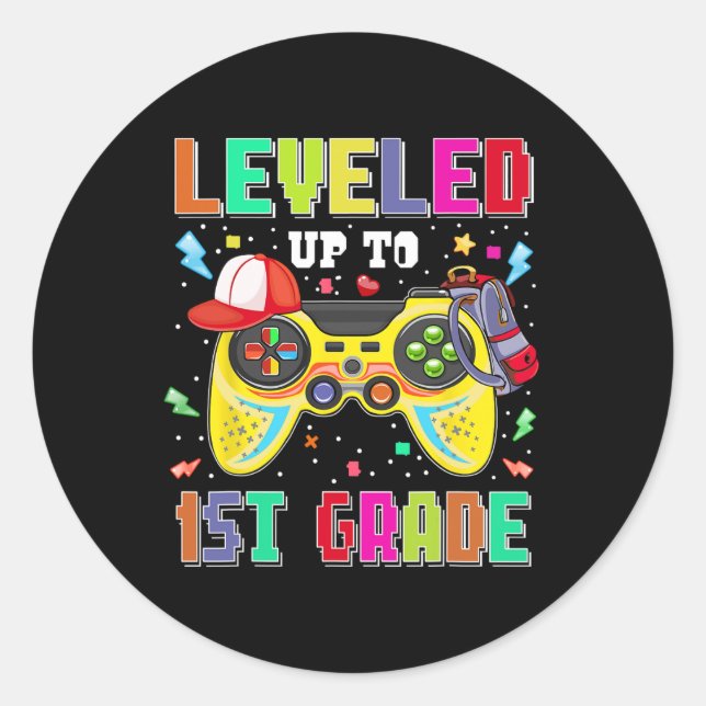Sticker Rond Jusqu'à 1ère année Gamer Premier Jeu Garçons Retou (Devant)