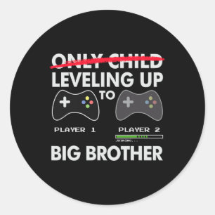 Sticker Rond Jusqu'À Big Brother Shirt - Joueur De Jeux Vidéo