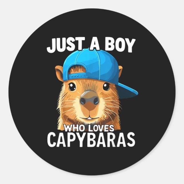 Sticker Rond Just A Boy Who Loves Capybaras  (Devant)