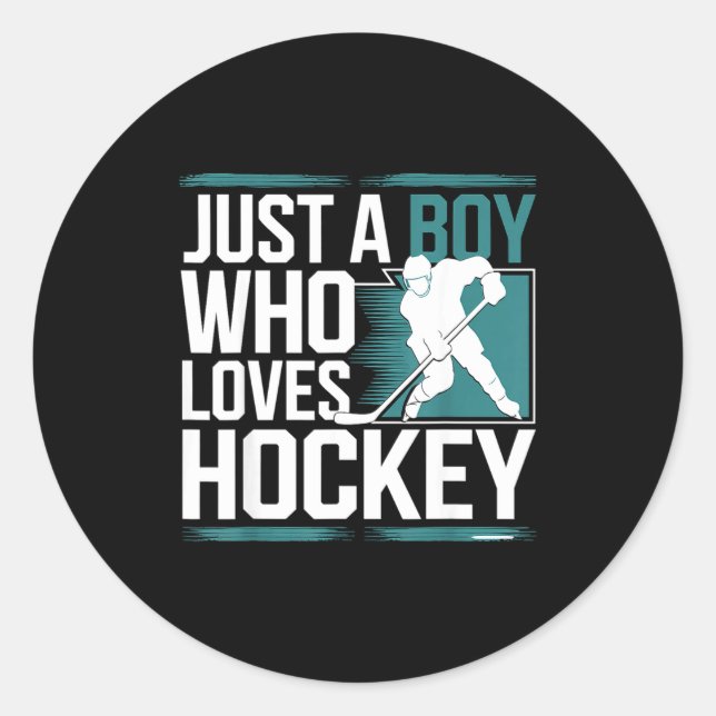 Sticker Rond Just A Boy Who Loves Hockey  (Devant)