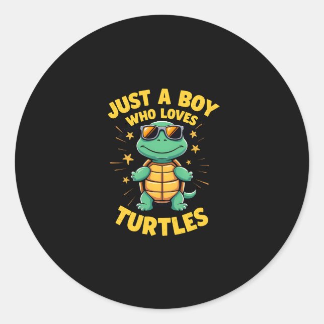 Sticker Rond Just a boy who loves turtles Children boy (1) (Devant)
