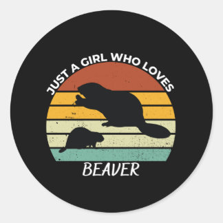 Sticker Rond Just a girl who loves beaver