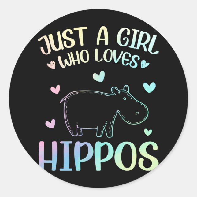 Sticker Rond Just A Girl Who Loves Hippos (Devant)