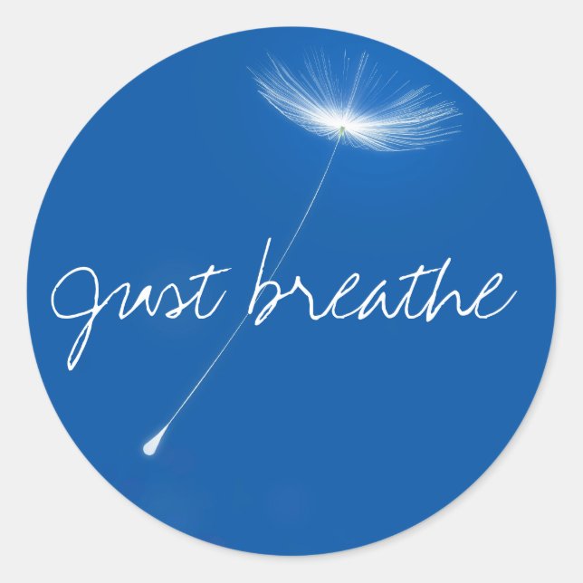 Sticker Rond Just breathe - Dandelions floating (Devant)