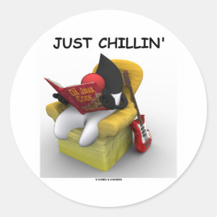 Sticker Rond Just Chillin' (Java Duke Mascot Character)
