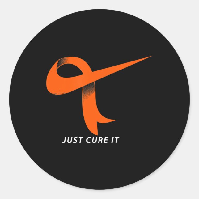 Sticker Rond Just Cure It Orange Ribbon Leukemia Awareness  (Devant)