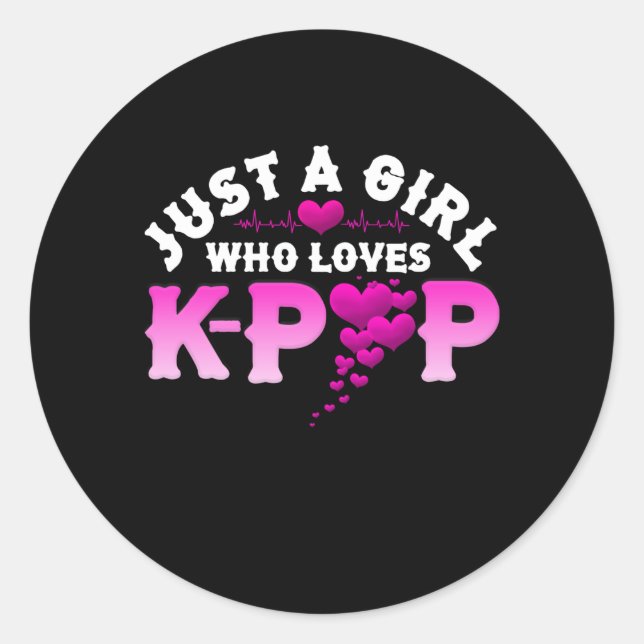 Sticker Rond Just Girl Who Loves K-pop Finger Heart (Devant)