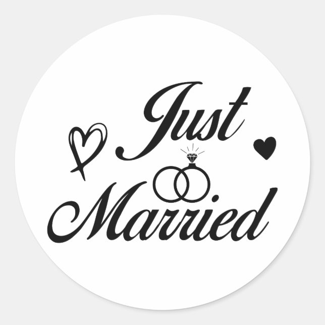 Sticker Rond Just Married , Honeymoon couples (Devant)