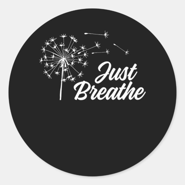 Sticker Rond Juste Dandelion Respire Fleur Yoga Méditation Cade (Devant)
