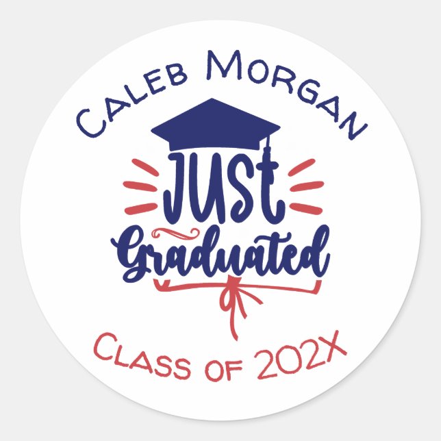 Sticker Rond Juste Gradué Rouge & Bleu Personnalisé (Devant)