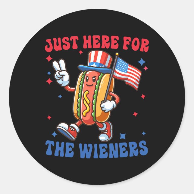 Sticker Rond Juste Ici Pour Le 4 juillet (Devant)