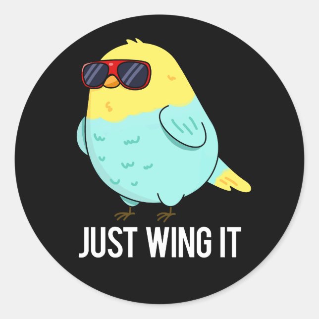 Sticker Rond Juste l'aile il drôle jeu d'oiseaux Dark BG (Devant)