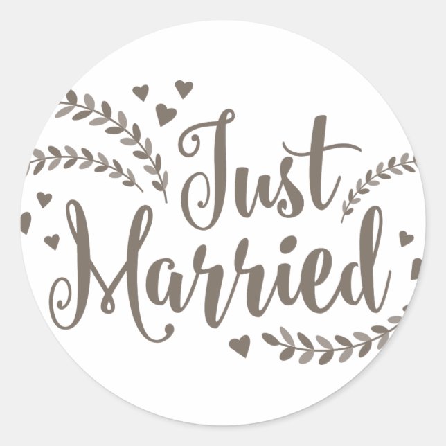 Sticker Rond Juste marié élégant bronze coeur floral mariage (Devant)