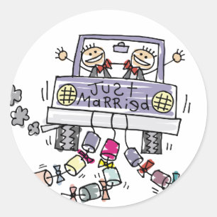 Sticker Rond Juste Marié Gay Faveurs Mariage