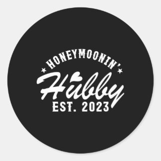 Sticker Rond Juste Marié Honeymoonin' Husband Est 2023