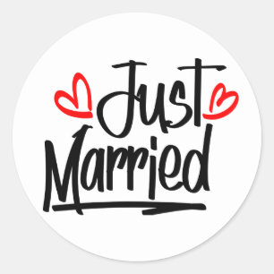 Sticker Rond Juste Marié Noir Et Blanc Mariage Faire-part