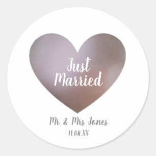 Sticker Rond Juste marié perle et coeur pourpre