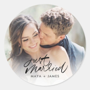 Sticker Rond Juste Marié Photo Mariage Faveur