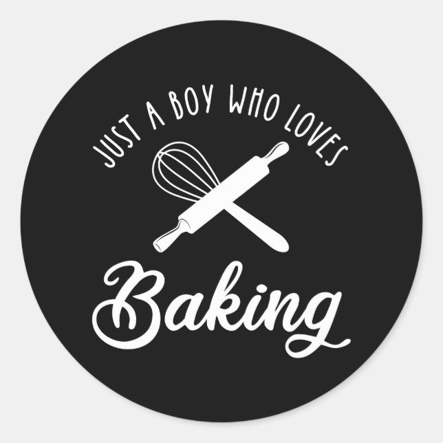 Sticker Rond Juste Un Garçon Qui Aime Faire La Cuisine (Devant)